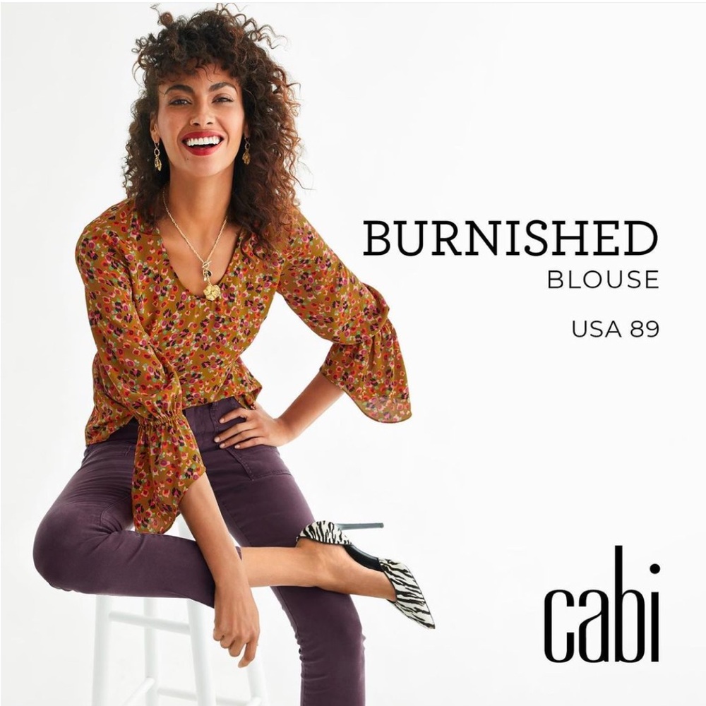 Cabi Burnished Blouse 4042 Golden Floral Sz M